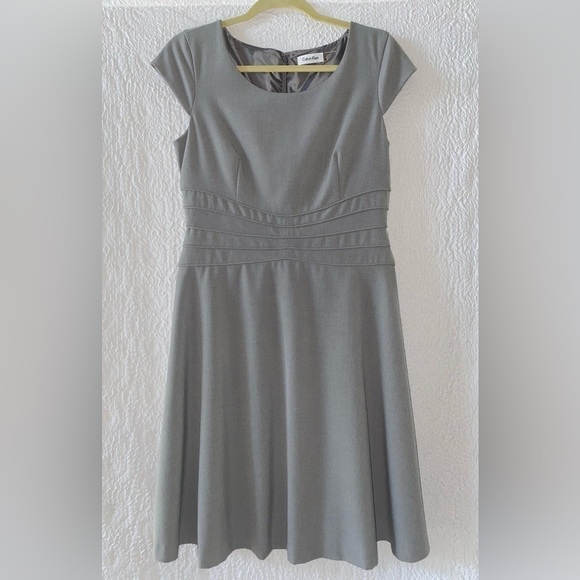 Calvin Klein A-Line Scoop Neck Cap Sleeve Midi Dress - Picture 1 of 8